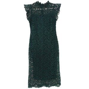 En Focus Studio Short dress with green lace overlay , size 6, NWT
